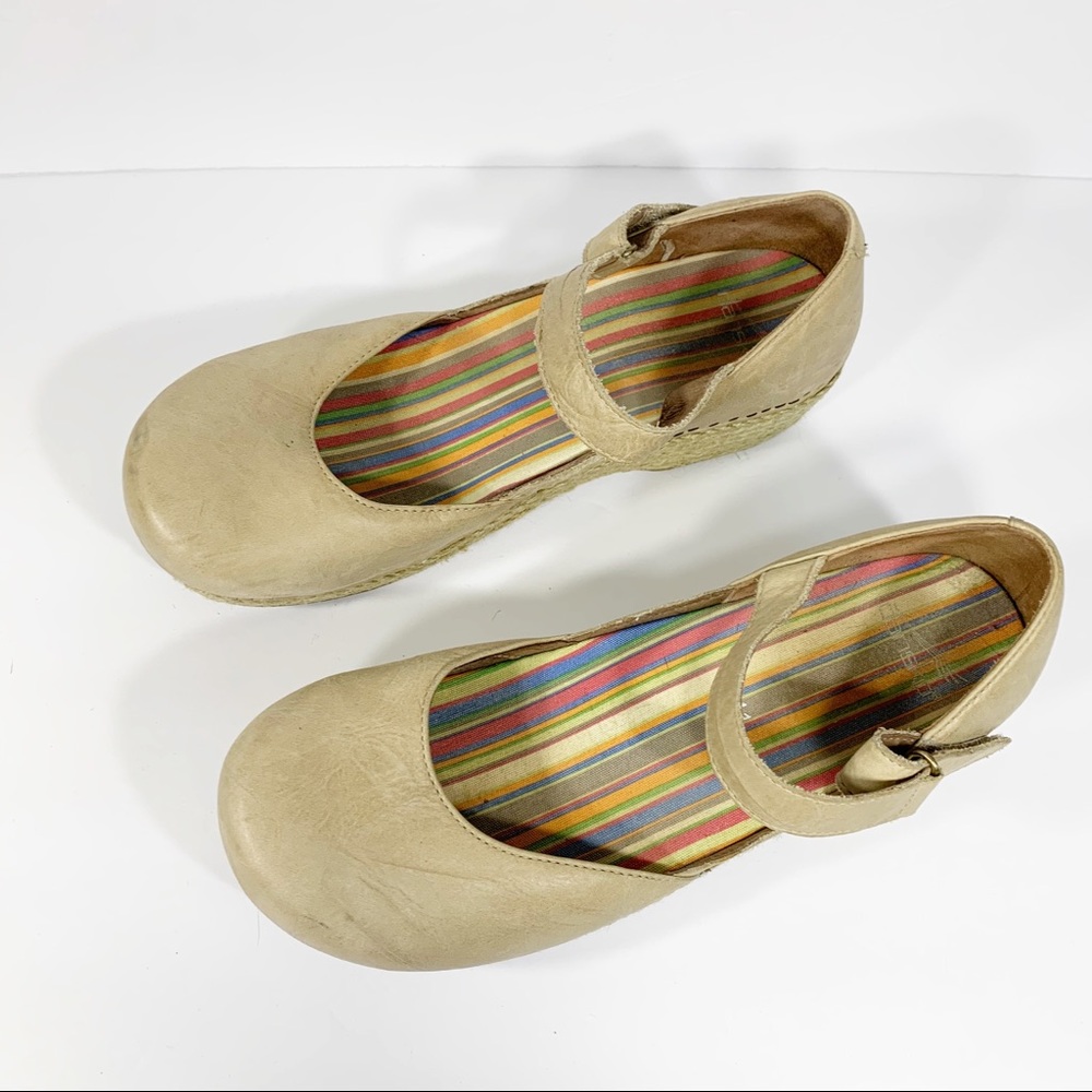 Dansko Mary Jane Leather Wedge Espadrille Shoes